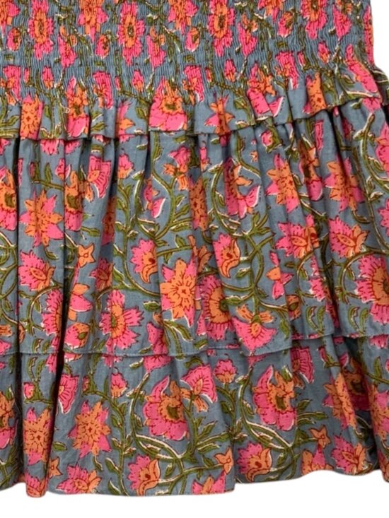 Charina Sarte Botanica Skirt S Blue Pink Floral Ruffle - Picture 7 of 9